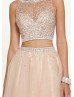 Two Piece Beaded Tulle Keyhole Back Short Cocktail Dress